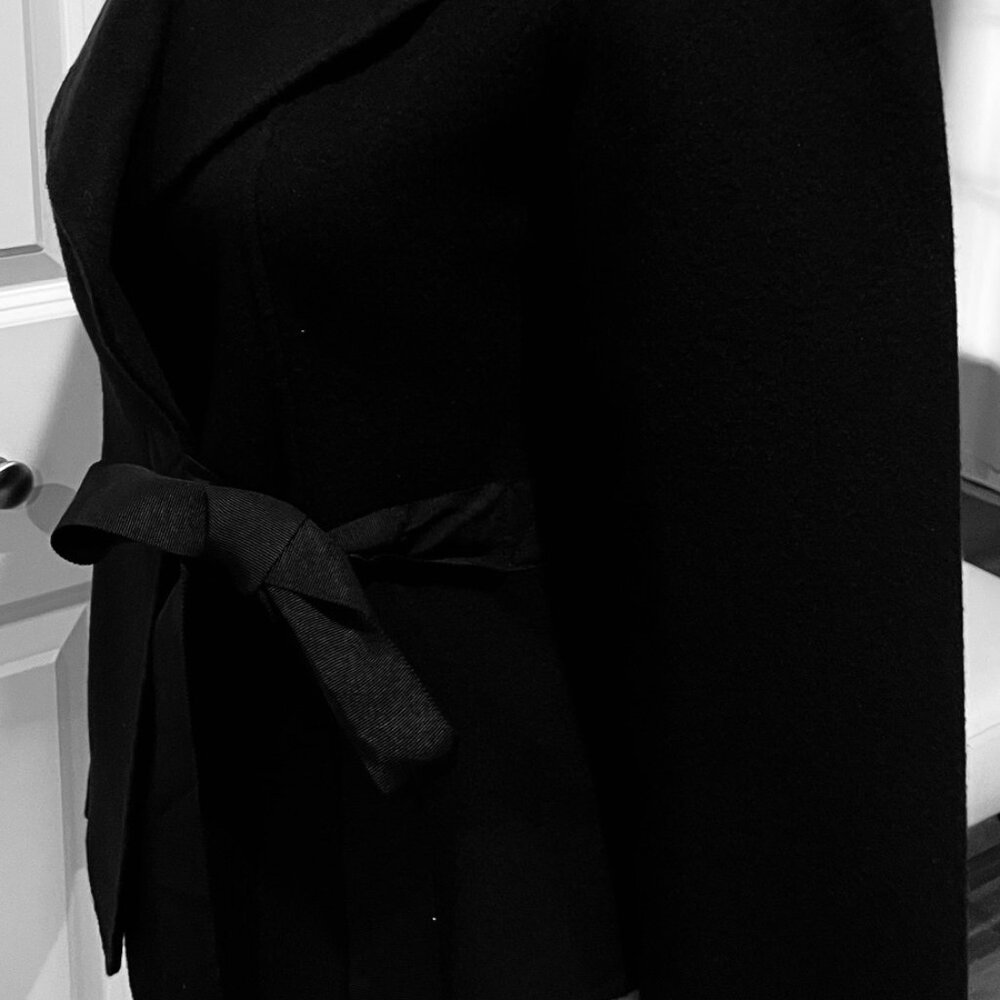 DKNY Black Wool Side Tie Jacket - Picture 3 of 9